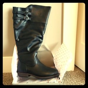Black Tori Wide-Calf Riding Boot